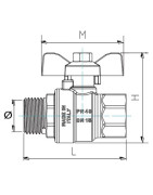 Ball valve MF butterfly handle 3/8"- DIFF - 110035