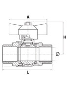 Ball valve MM butterfly handle 1/2"- DIFF - 110047