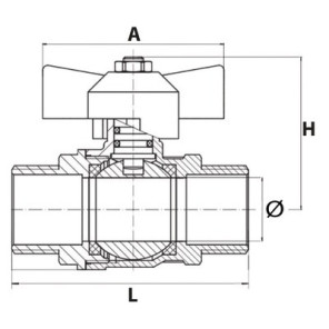 Ball valve MM butterfly handle 3/4"- DIFF - 110048
