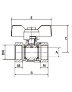 Ball valve FF butterfly handle PN 40 3/4"- DIMPEXP - 1342-34