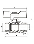 Ball valve MM butterfly handle PN 40 3/8"- DIMPEXP - 1362-38