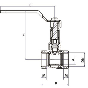 Ball valve FF with extended lever PN 40 3/4"- DIMPEXP - 1346-34