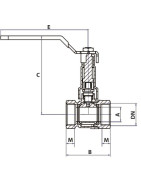 Ball valve FF with extended lever PN 40 3/4"- DIMPEXP - 1346-34
