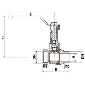 Ball valve MF with extended lever PN 40 1/2"- DIMPEXP - 1356-12