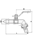 Ball valve garden tap, hose connector 1/2" 3/4"- GENEBRE - 110136