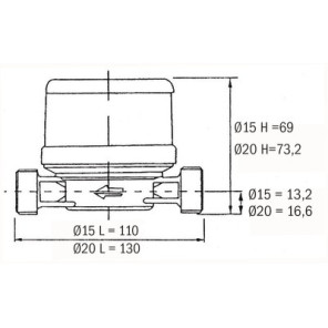 Cold water sub-meter 20/27- ITRON - 6UKB15Y110BR50LCBXN_FR