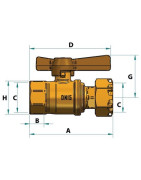 Water meter isolation ball valve straight FF 3/4"- DIFF - 110161