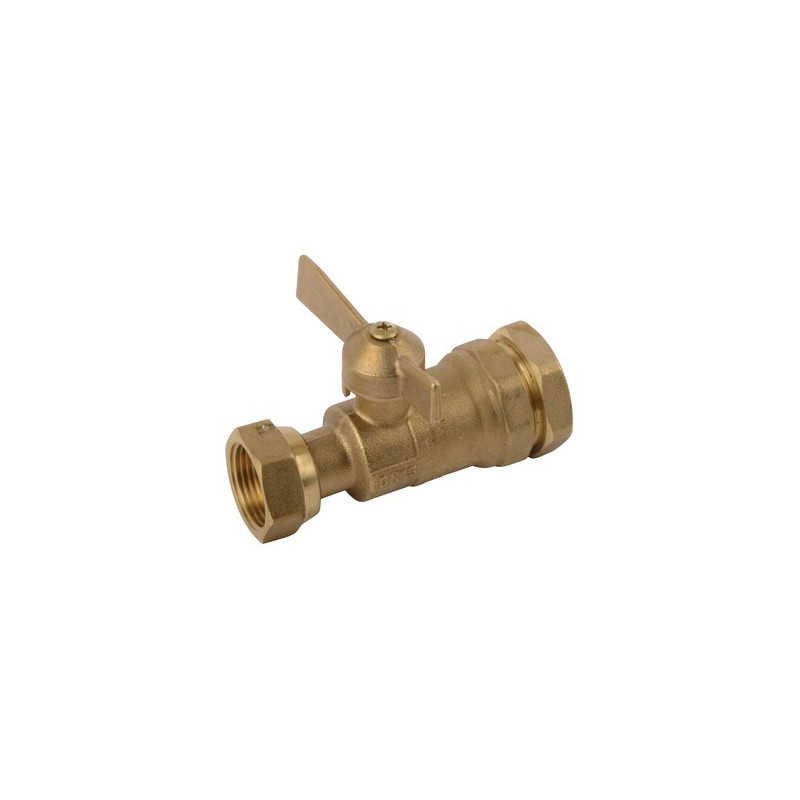 Water meter isolation ball valve straight for PE tube 3/4"- DIFF - 110165