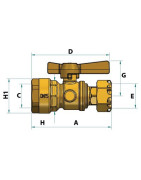 Water meter isolation ball valve straight for PE tube 3/4"- DIFF - 110165