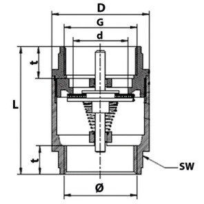 Brass all-position non-return valve nylon valve 3/8- DIFF - 110236