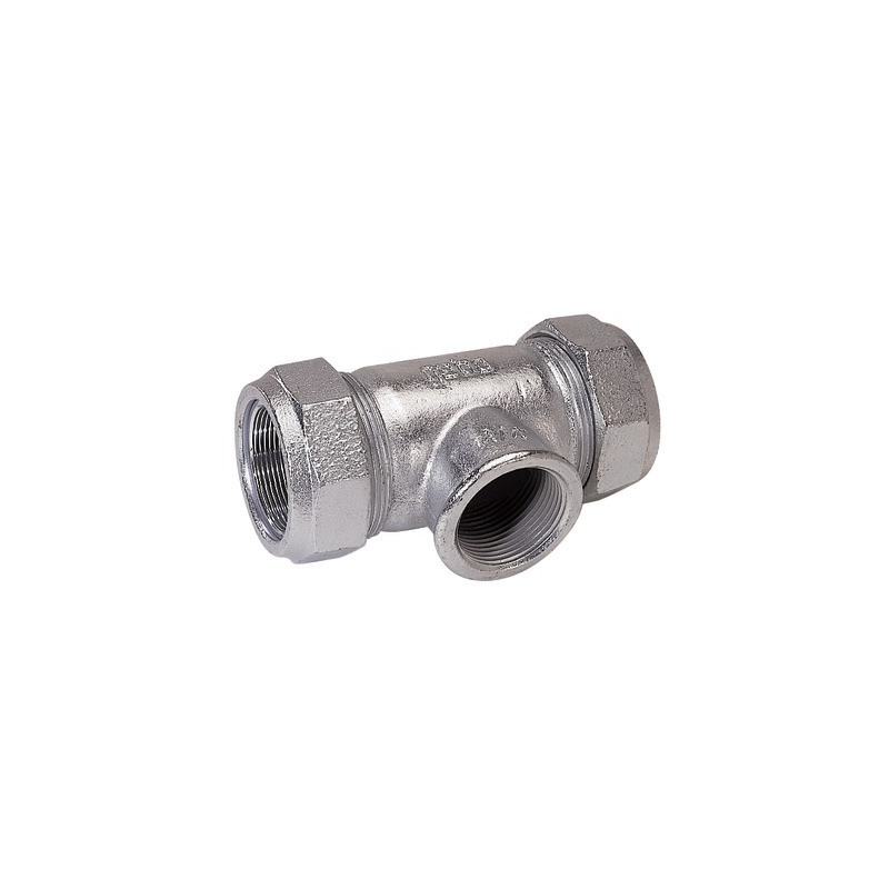 Compression fitting tapped cast iron tee T 33.7x33.7xF1"- GEBO - 01.150.04.03