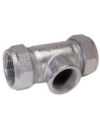 Compression fitting tapped cast iron tee T 33.7x33.7xF1"- GEBO - 01.150.04.03