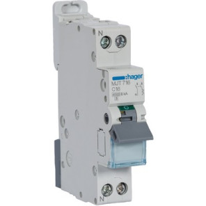 Circuit breaker 1P N 4.5-6kA curve C-2A- HAGER - MJT702