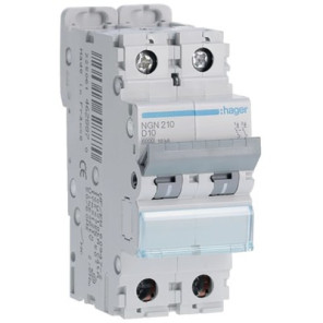 Circuit breaker 2P 6-10kA curve D-25A- HAGER - NGN225