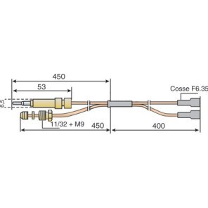 Thermocouple specific ref 62109003- DIFF pour De Dietrich Chappée - SRN527606