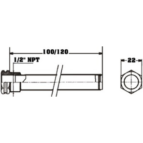 Sensor pocket for immersion aquastat length 100 mm- DIFF - 703493