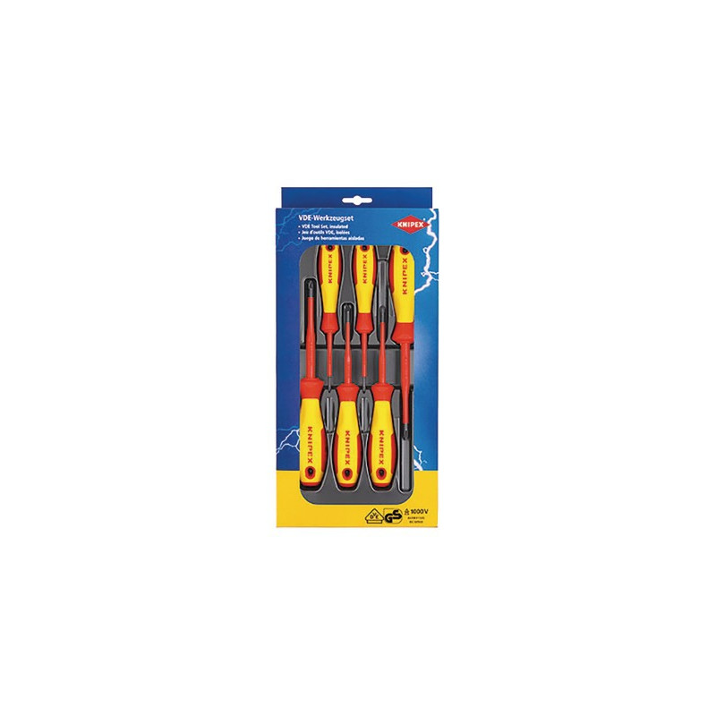 Set of 6 1000V voltage flat/PHILLIPS screwdrivers- KNIPEX - 00 20 12 V01
