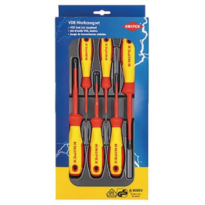 Set of 6 1000V voltage flat/PHILLIPS screwdrivers- KNIPEX - 00 20 12 V01