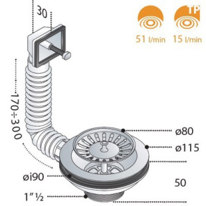 Bonde évier à panier manuelle avec trop- DIFF - 98239