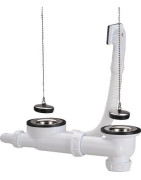 Drain plug assembly with stainless steel siphon for 2-basin sink- NICOLL - 0204311