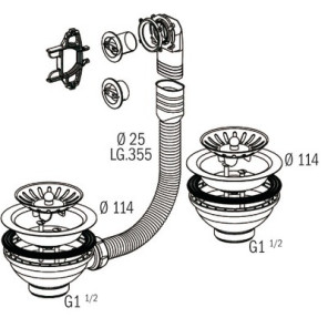 Sink waste plug with 2 tanks basket- NICOLL - 0204168