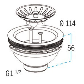 Sink waste plug with basket, no overflow pipe- NICOLL - 0204122