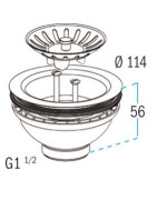 Sink waste plug with basket, no overflow pipe- NICOLL - 0204122