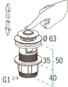 Sink waste plug with manual controlL3215- NICOLL - 0501074