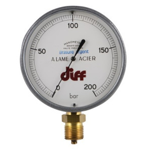Round manometer 0 to 200 bars ø 110mm m1/2"- DIFF - 606118