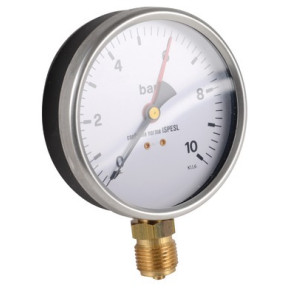 Water steam manometer  0 10 bars ø100mm m1/2"- DIFF - 606135