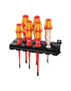 Jeu de tournevis Kraftform Plus Série 100 + testeur de phase unipolaire + Rack- WERA - 05006480001