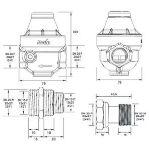 Isobar water pressure reducer multi-threaded 1/2 to 3/4 composite cover ISOPLUS CC- ITRON - ISOPLUSCCMG