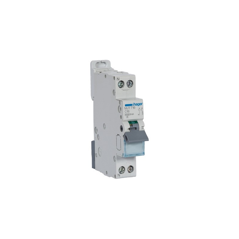 Circuit breaker 1P N 4.5-6kA curve C-16A- HAGER - MJT716