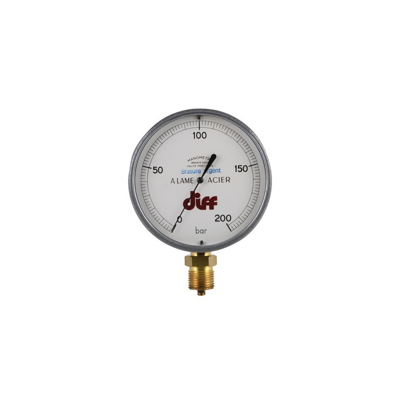 Round manometer 0 to 200 bars ø 110mm m1/2"- DIFF - 606118