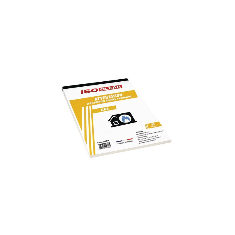 Gas certificate booklet- ISOCLEAR - 904378