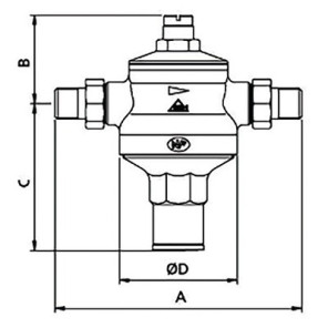 Rinox diaphragm pressure reducing valve MM 3/4"- RBM - 510510