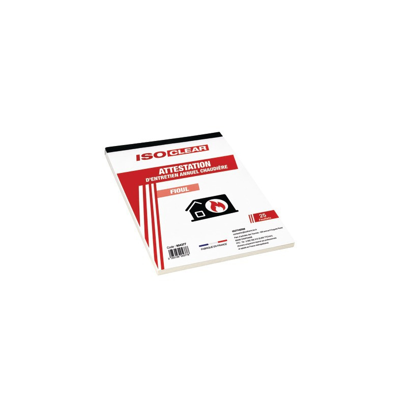 Fuel certificate booklet- ISOCLEAR - 904377